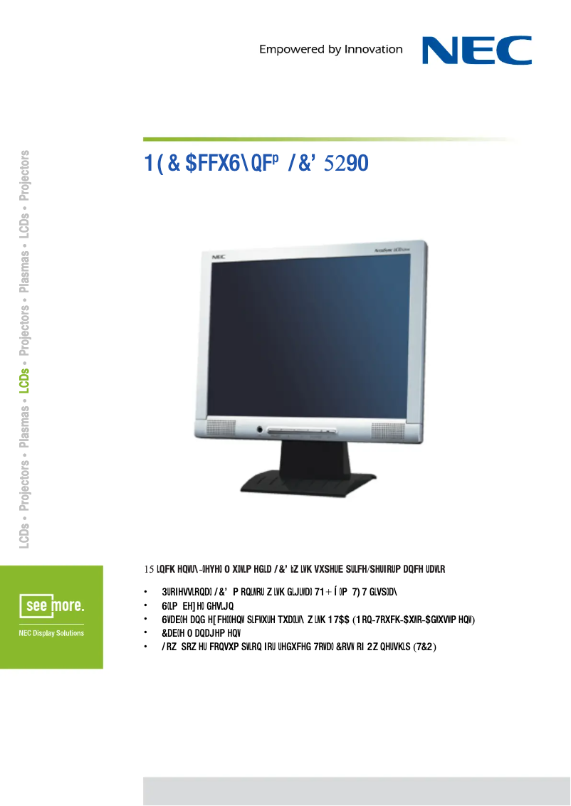 Page 1 de la notice Fiche technique NEC AccuSync LCD52V