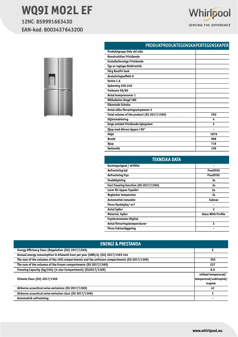 Image de la première page du manuel de l'appareil WQ9I MO2L EF