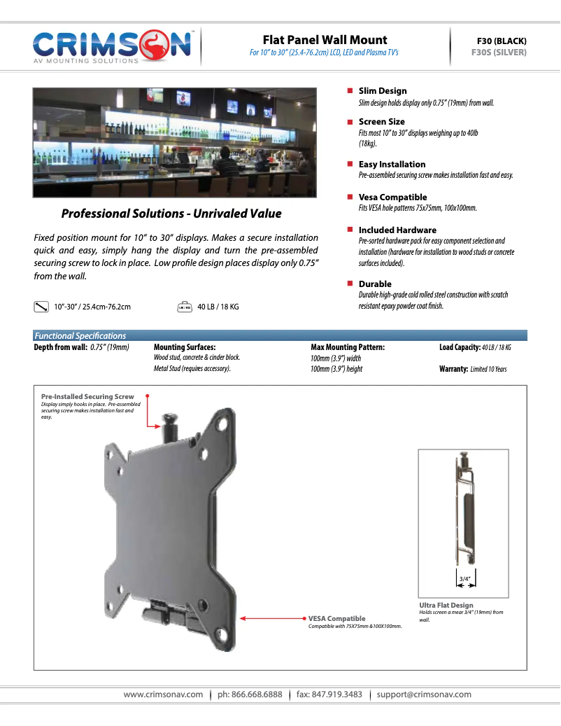 Page n°1 - Fiche technique Crimson F30