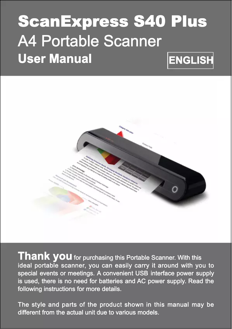 Image de la première page du manuel de l'appareil ScanExpress S40 Plus