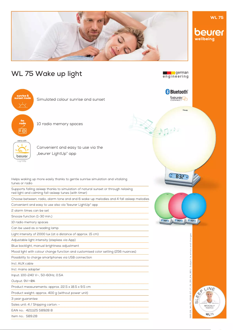 Page n°1 - Fiche technique Beurer WL 75