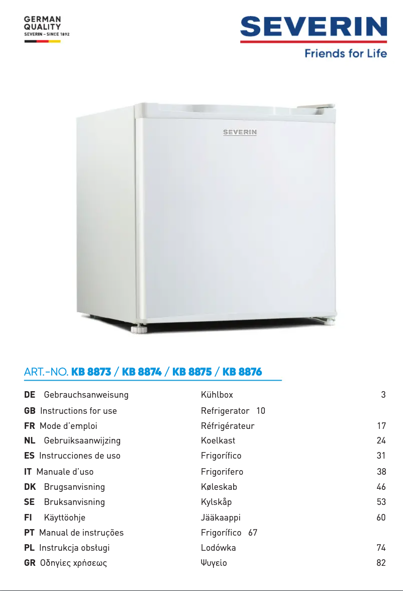 Page n°1 - Manuel utilisateur Severin KB 8873