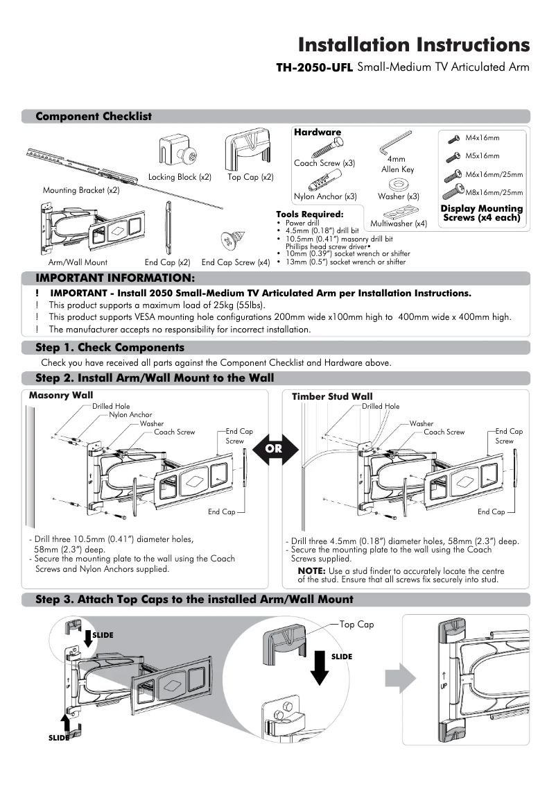 Page 1 de la notice Manuel utilisateur Atdec TH-2050-UFL