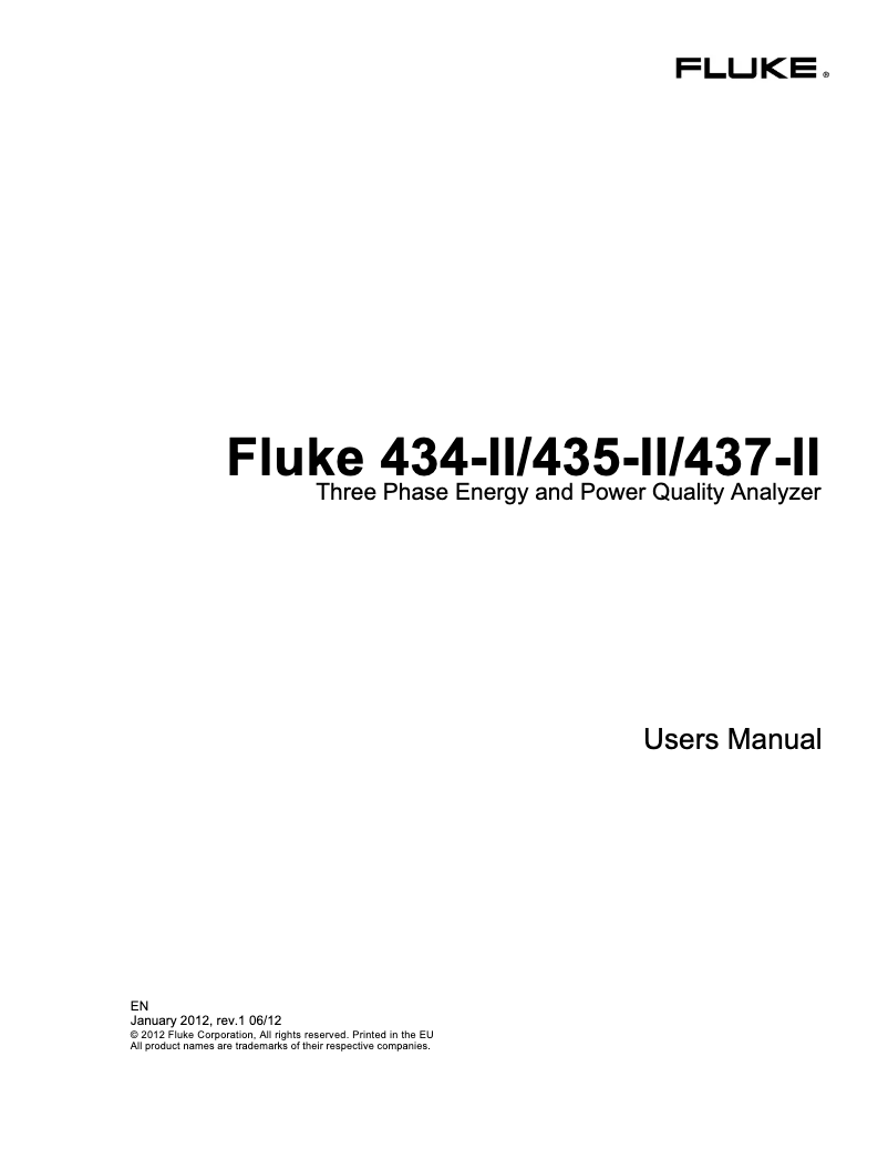Page 1 de la notice Manuel utilisateur Fluke 437-II