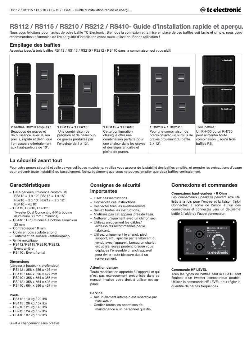 Page n°1 - Manuel utilisateur TC Electronic RS410