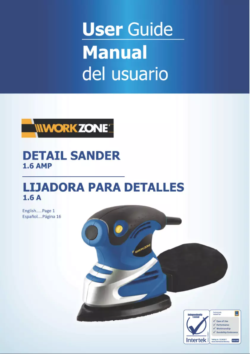 Página 1 del manual Manual de usuario Workzone Detail Sander AJ56