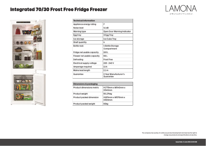 Page n°1 - Fiche technique Lamona LAM6351