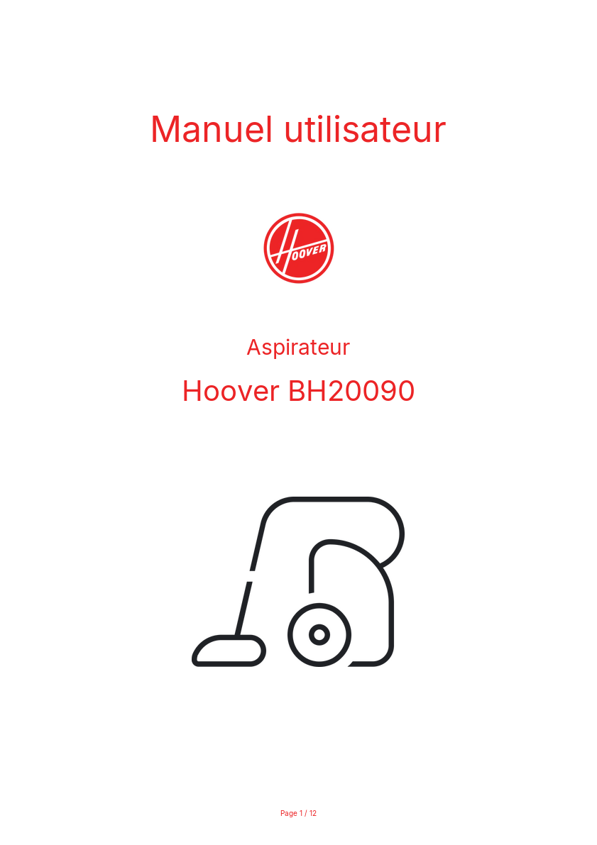 Image de la première page du manuel de l'appareil BH20090