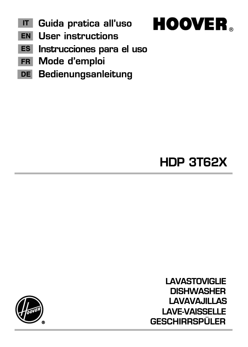 Page n°1 - Manuel utilisateur Hoover HDP 3T62X