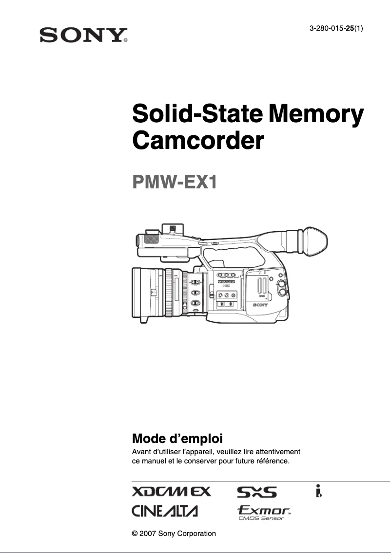 Image de la première page du manuel de l'appareil PMW-EX1