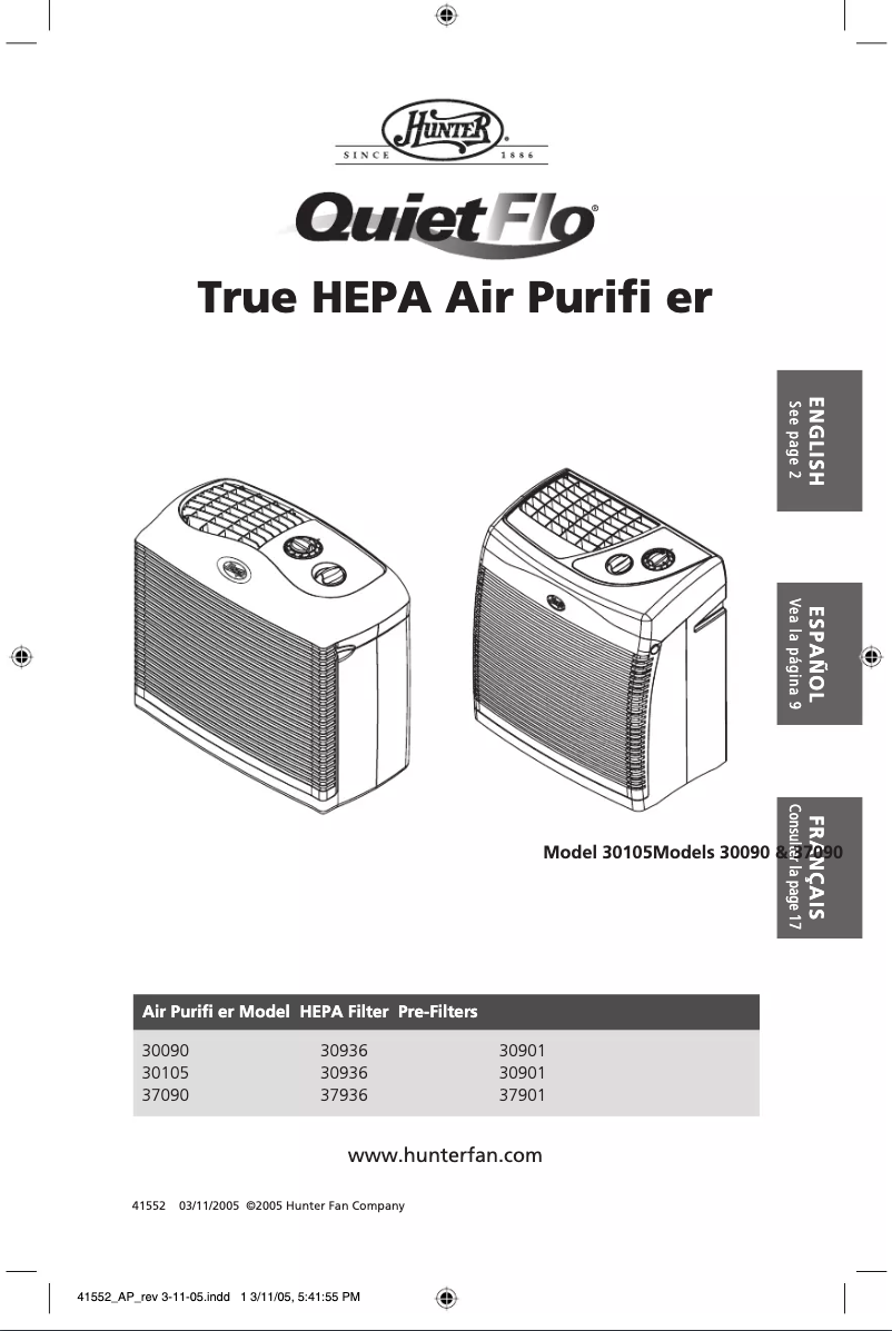 Image de la première page du manuel de l'appareil QuietFlo 30090