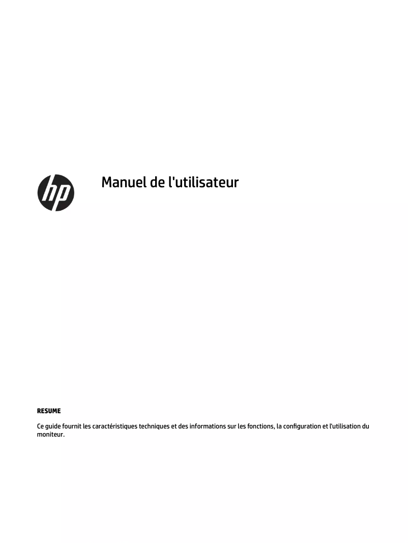 Page 1 de la notice Manuel utilisateur HP Z38c