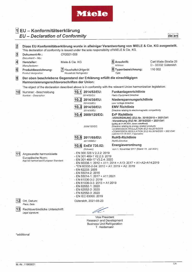 Page 1 de la notice Manuel utilisateur Miele K 7443 D