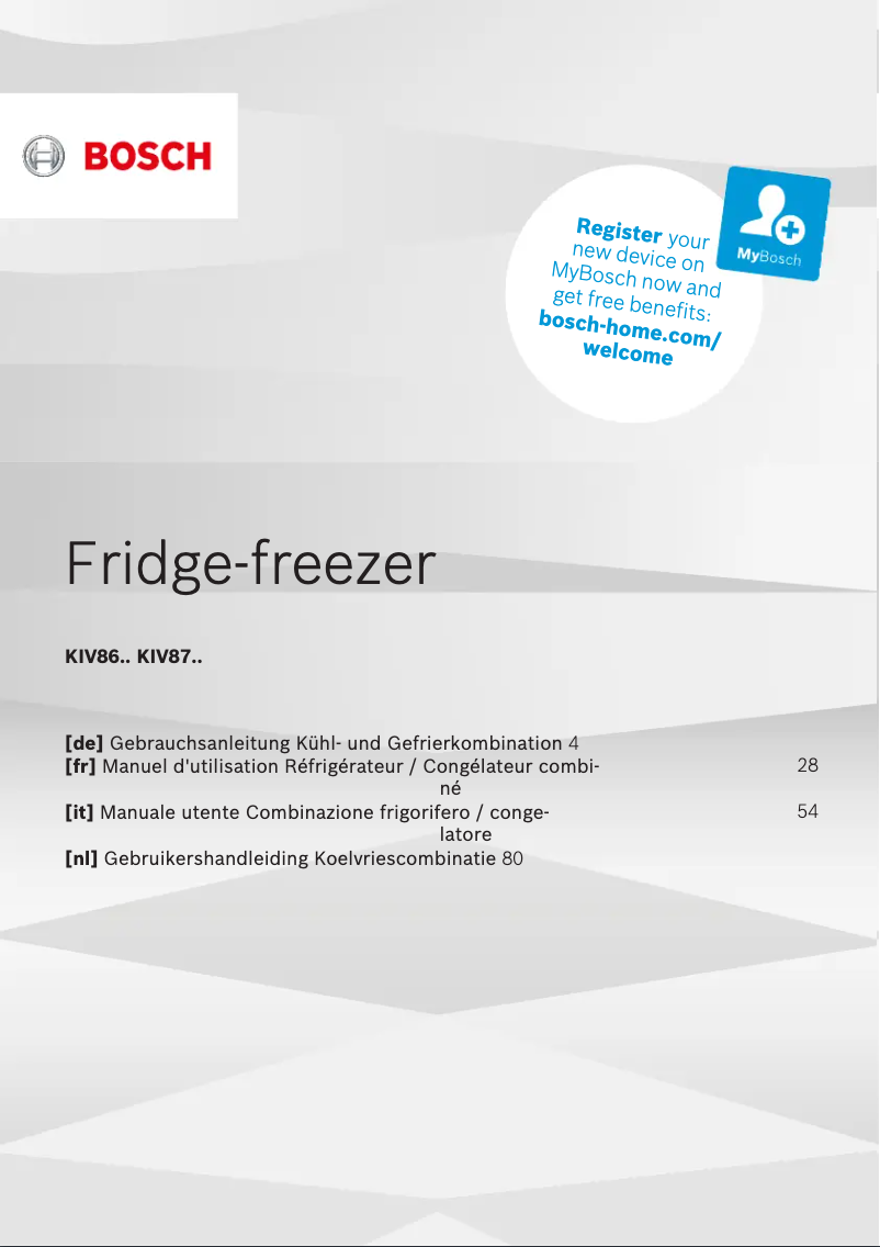 Page n°1 - Manuel utilisateur Bosch KIV86NSF0