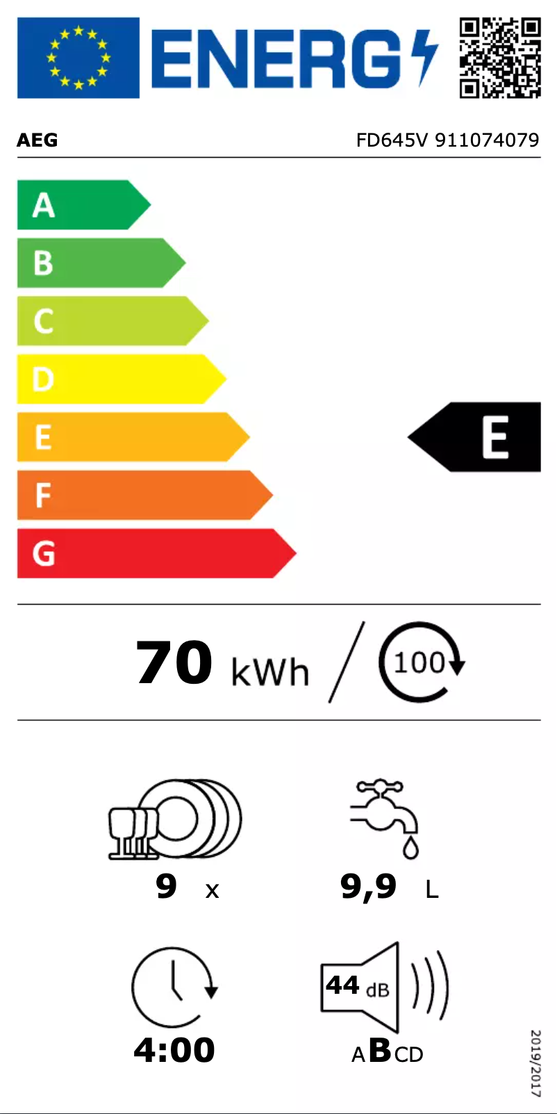 Page n°1 - Label énergétique AEG FD645V