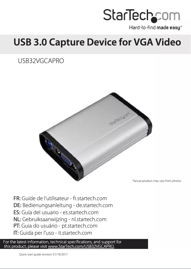 Página 1 del manual Manual de usuario StarTech.com USB32VGCAPRO