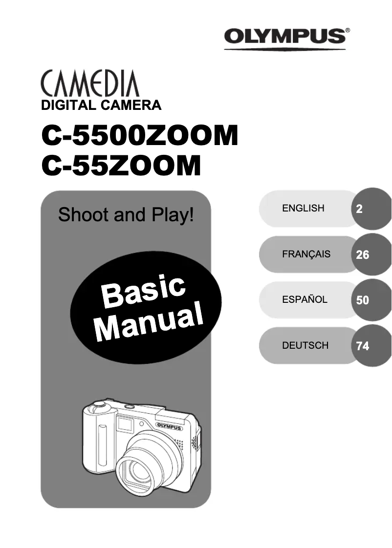 Image de la première page du manuel de l'appareil Camedia C-55 Zoom