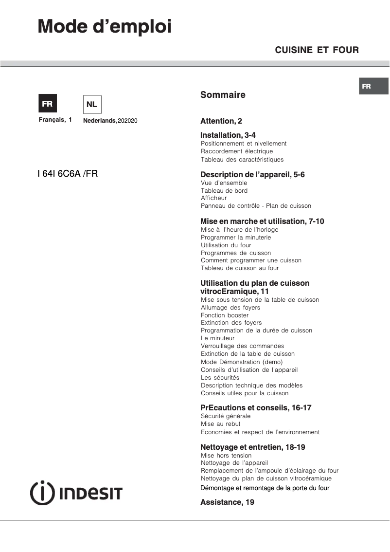Imagen de la primera página del manual del dispositivo I64I 6C6A(W)/FR