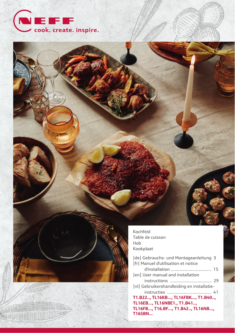 Page 1 de la notice Instructions / montage Neff T16SBF1L0