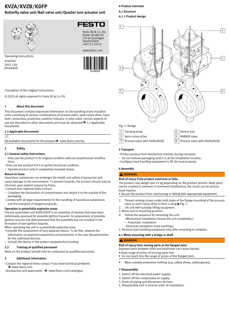 Page n°1 - Manuel utilisateur Festo KVZB