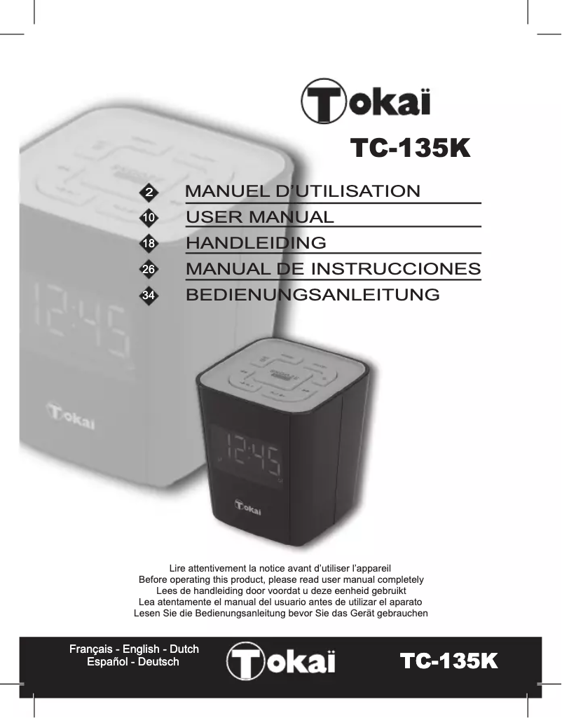 Page 1 de la notice Manuel utilisateur Tokaï TC-135