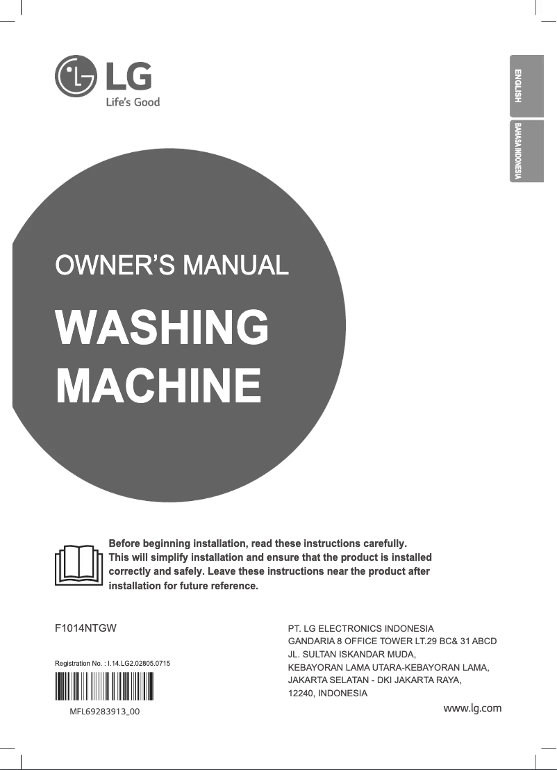 Page 1 de la notice Manuel utilisateur LG F1014NTGW