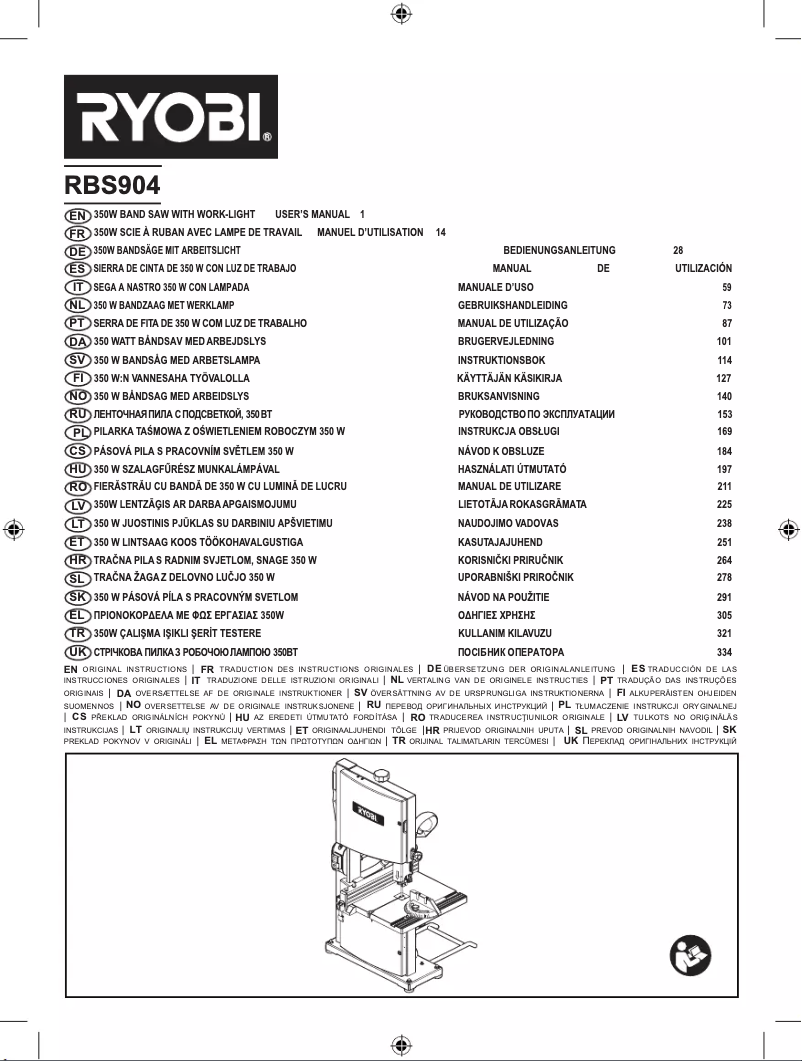 Page 1 of the manual User Manual RYOBI RBS904