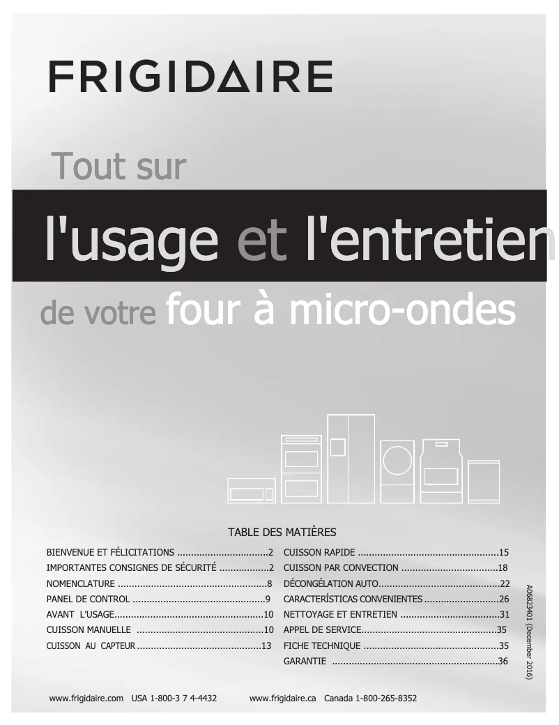 Page n°1 - Manuel utilisateur Frigidaire FGMV155CTD