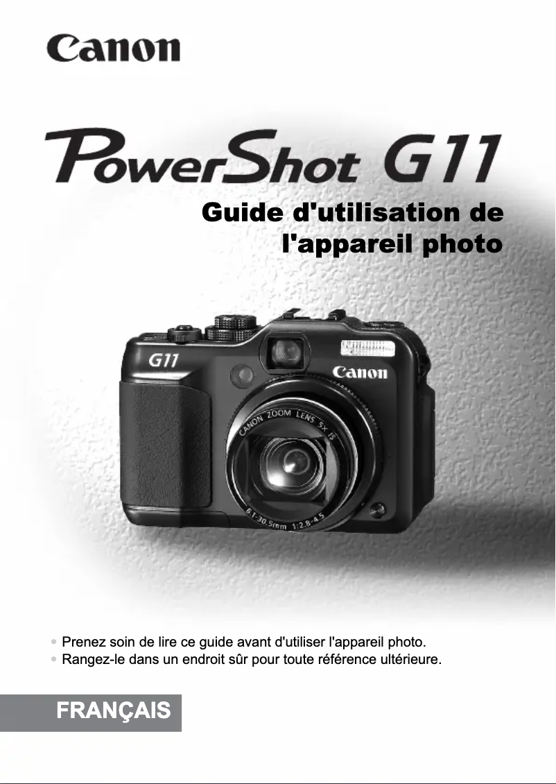 Page 1 de la notice Manuel utilisateur Canon PowerShot G11