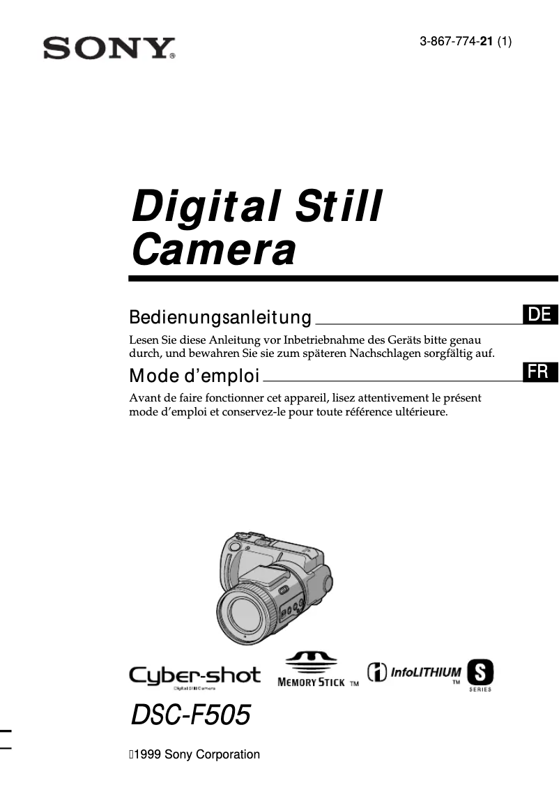 Image de la première page du manuel de l'appareil Cybershot DSC-F505