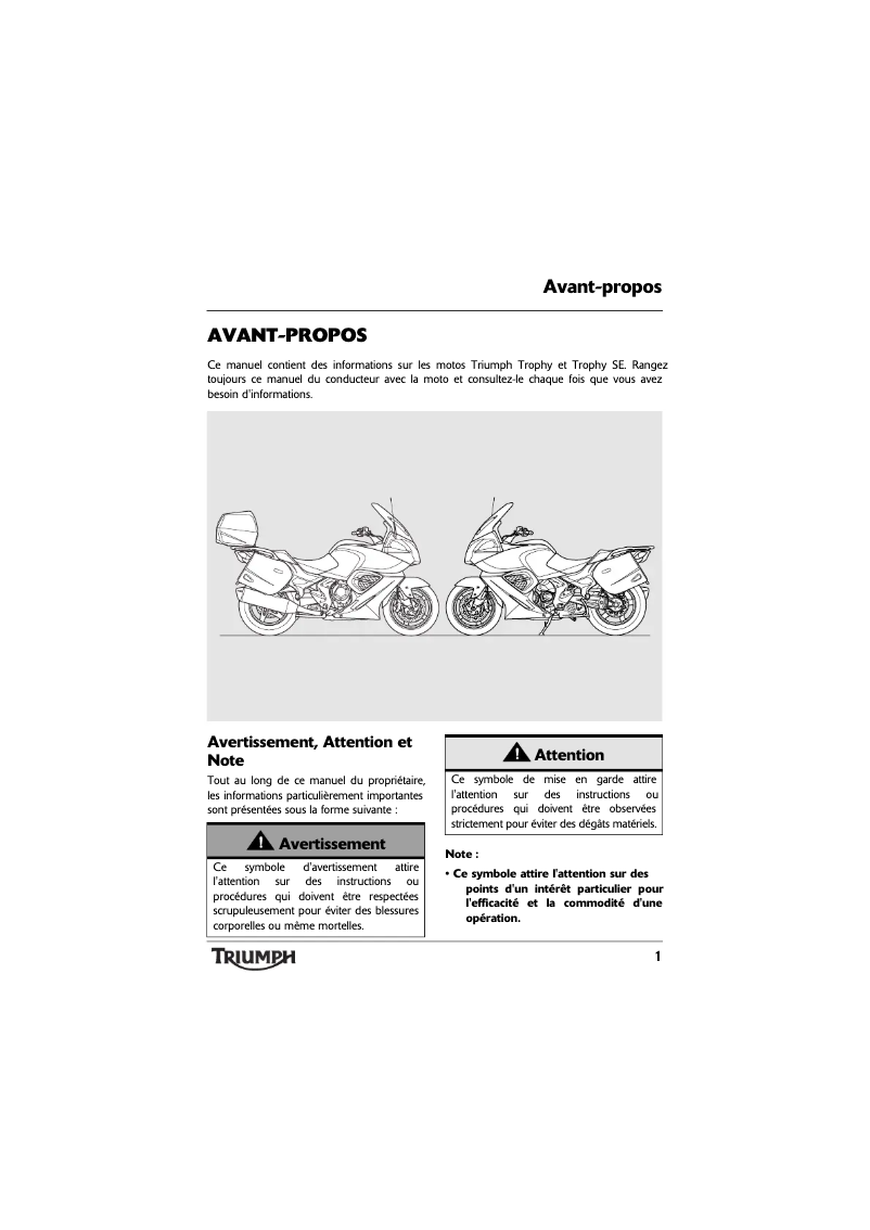 Image de la première page du manuel de l'appareil Trophy (2013)