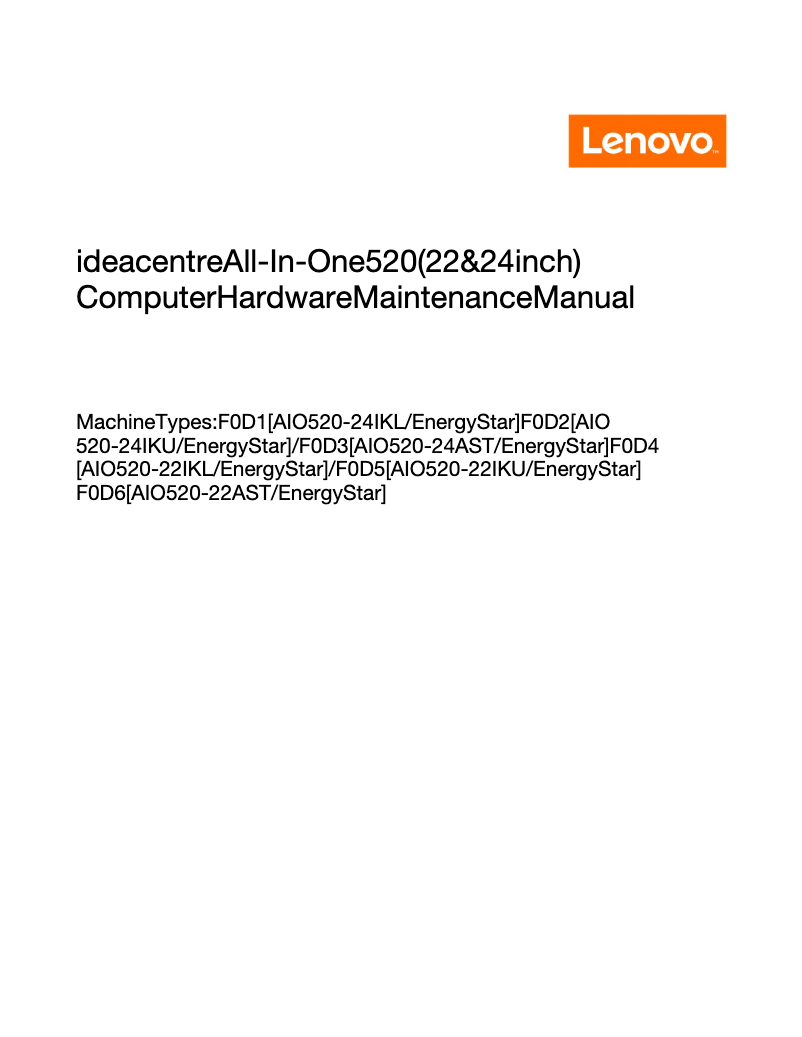 Page n°1 - Manuel utilisateur Lenovo IdeaCentre AIO 520