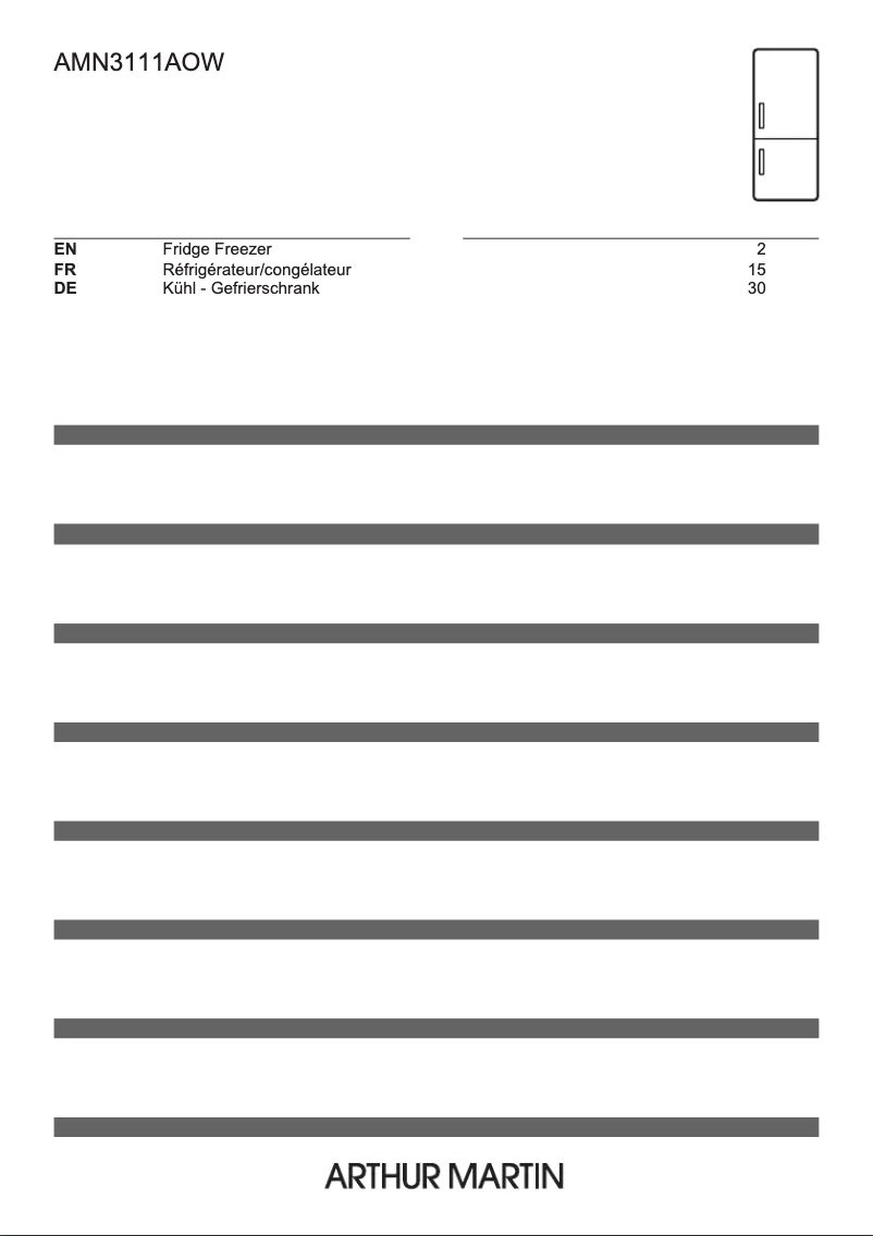 Page 1 de la notice Manuel utilisateur Arthur Martin AMN3111