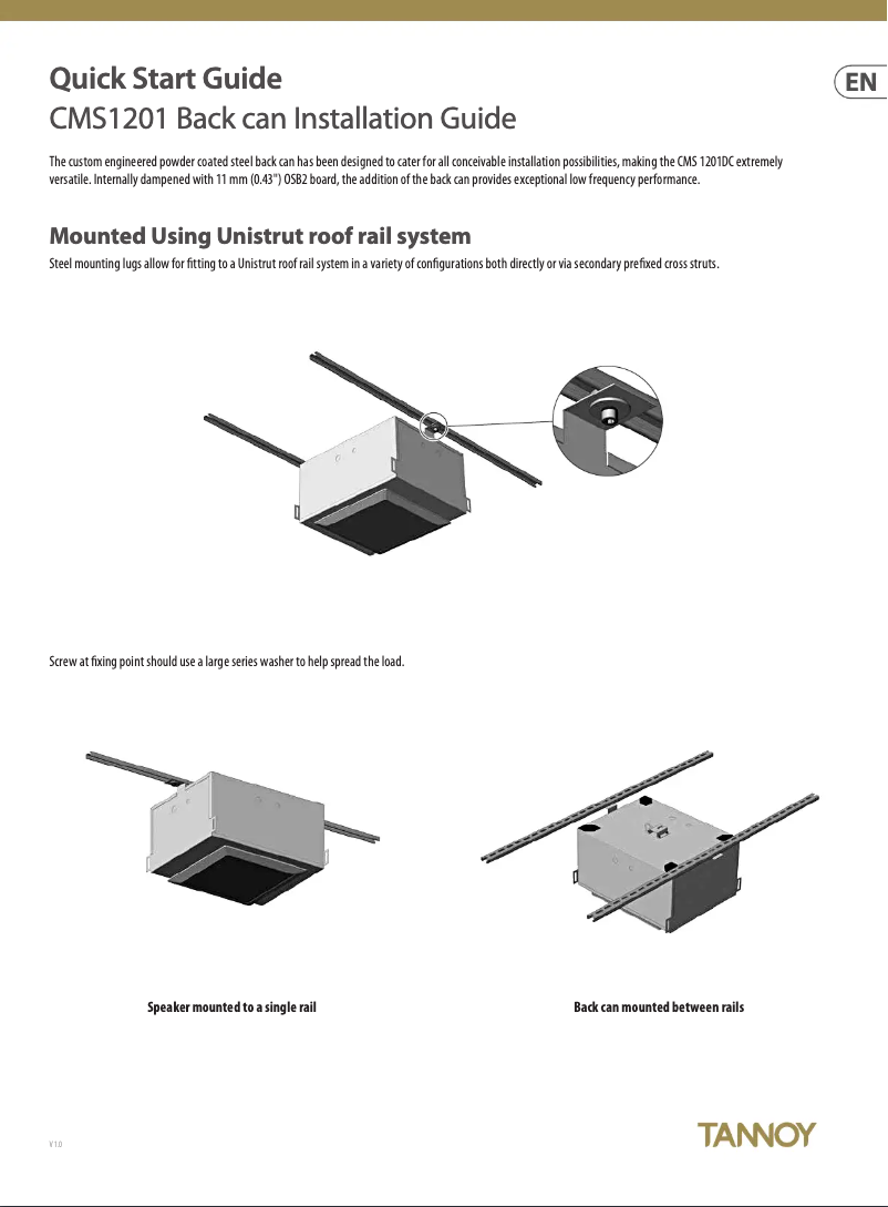 Page 1 de la notice Guide de démarrage rapide Tannoy CMS 1201