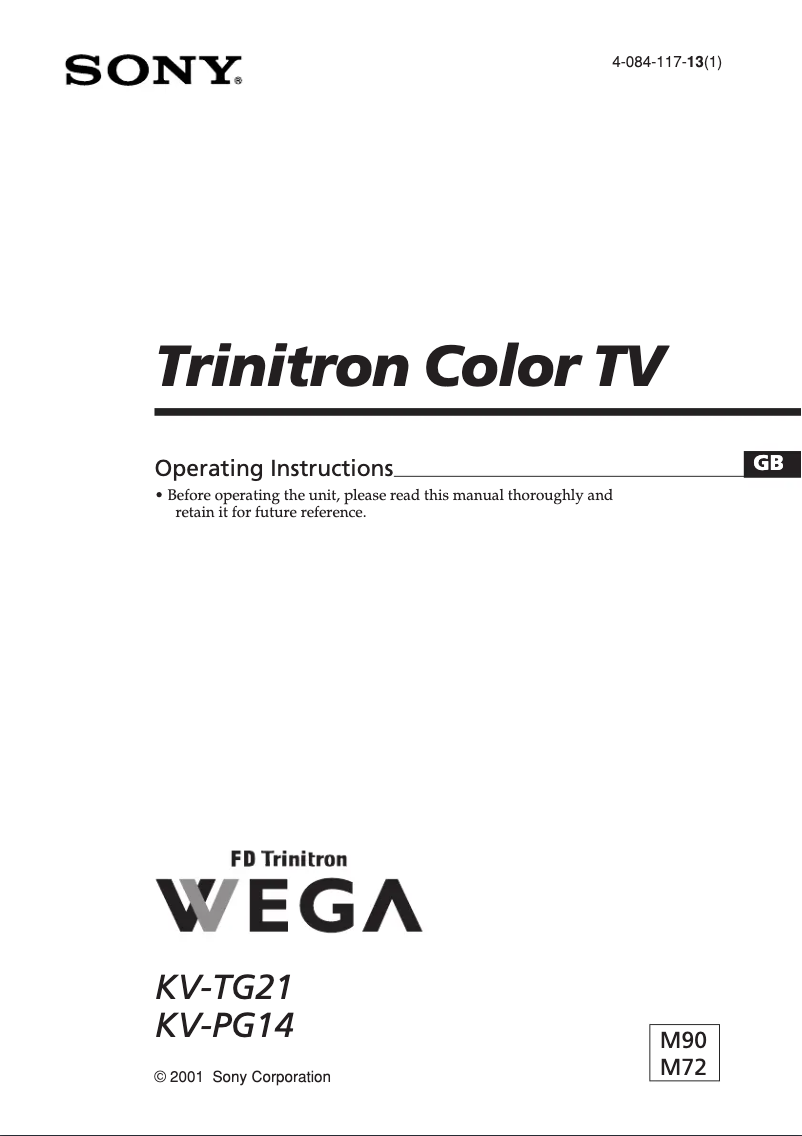 Image de la première page du manuel de l'appareil KV-TG21M90