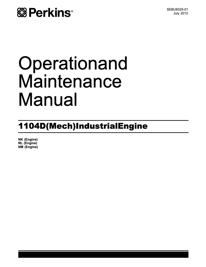 Page 1 de la notice Manuel utilisateur Perkins 1104D