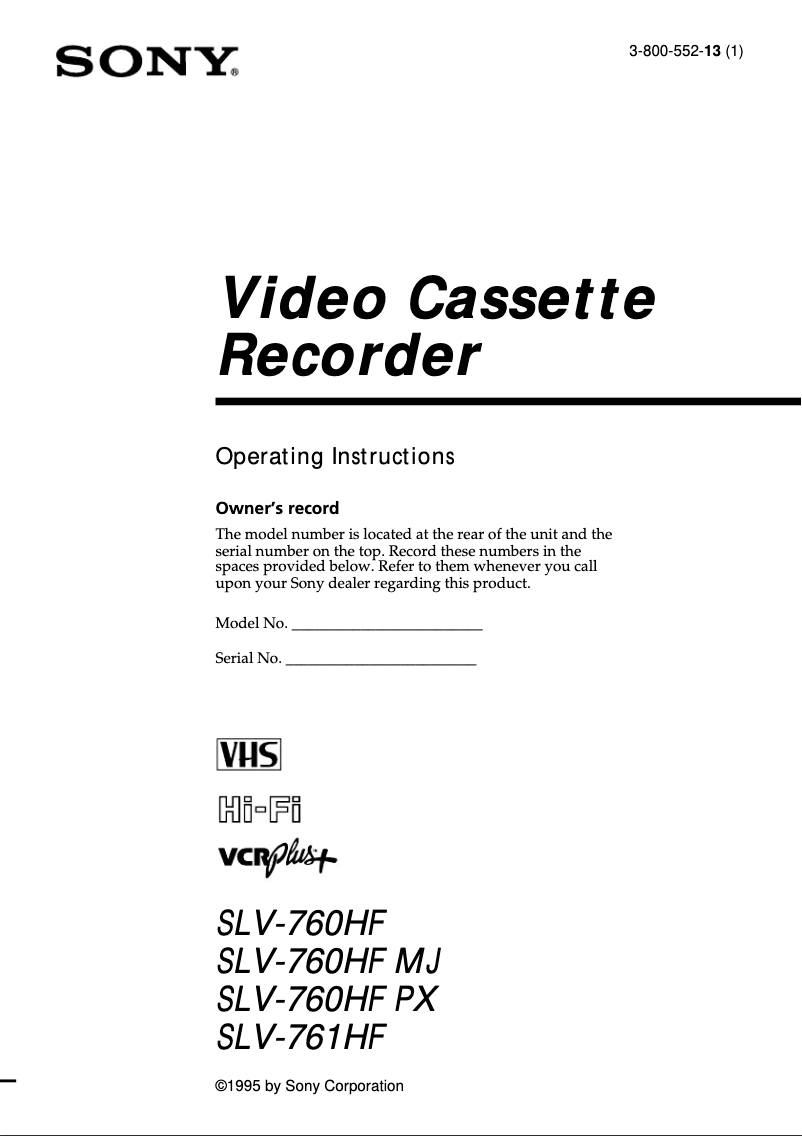 Imagen de la primera página del manual del dispositivo SLV-761HF