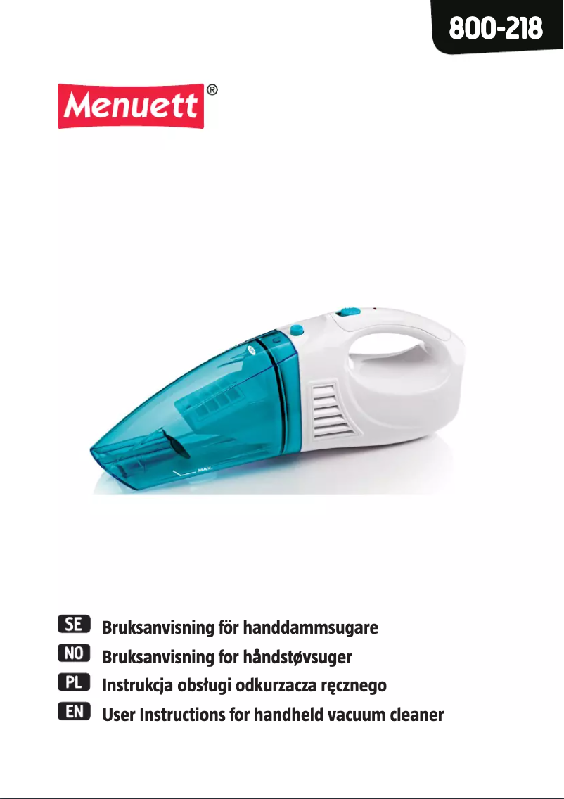 Page n°1 - Manuel utilisateur Menuett 800-218