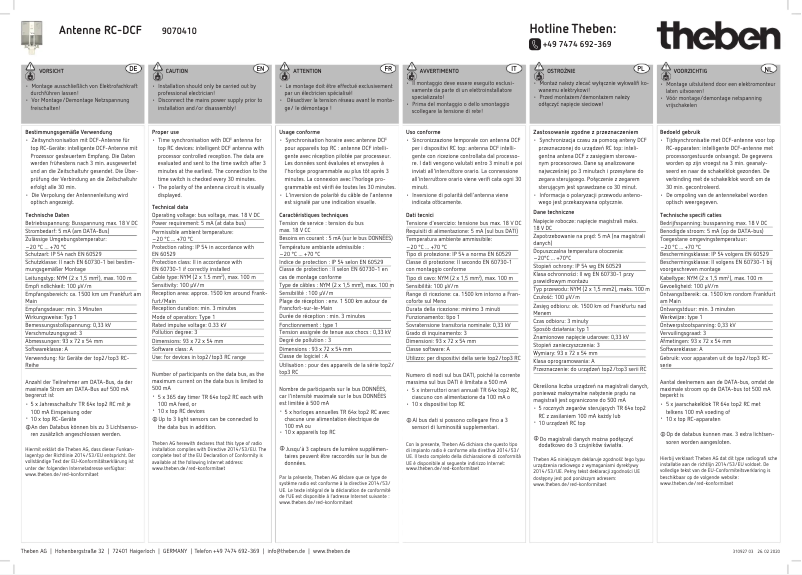 Image de la première page du manuel de l'appareil Antenne RC-DCF