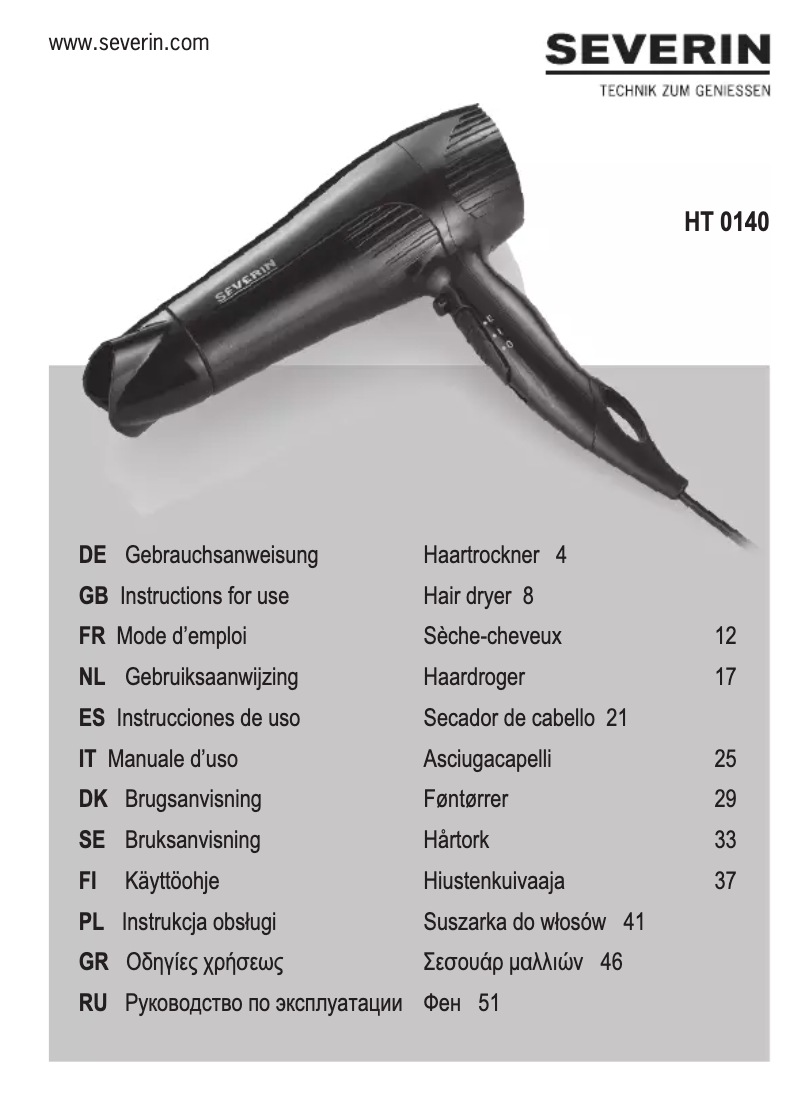 Image de la première page du manuel de l'appareil HT 0140