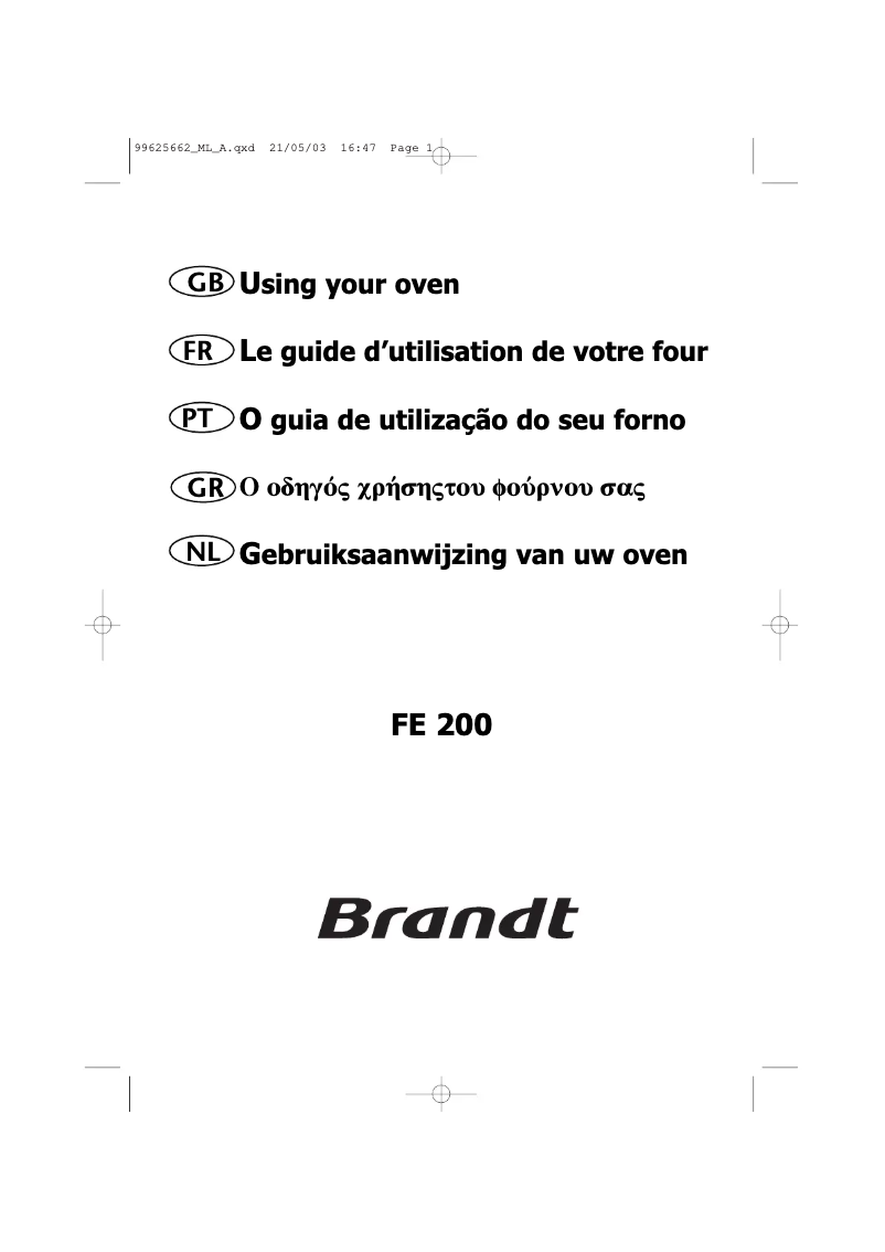 Page 1 de la notice Manuel utilisateur Brandt FE601W