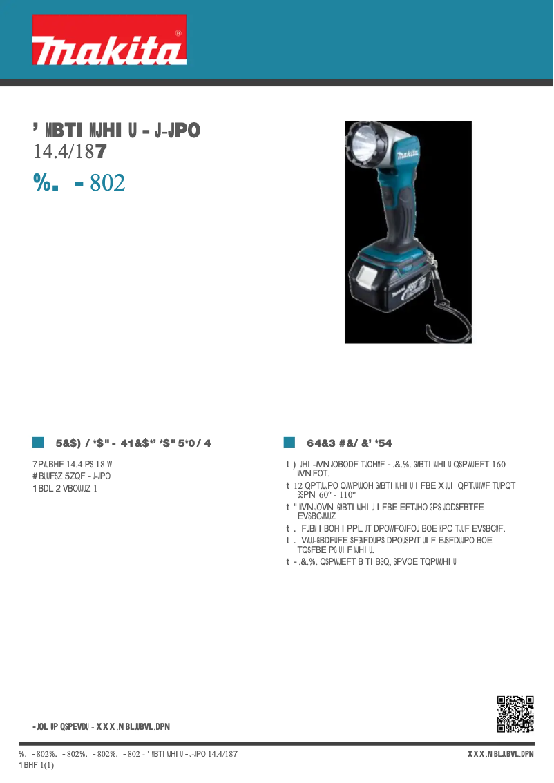 Page 1 de la notice Fiche technique Makita DML802