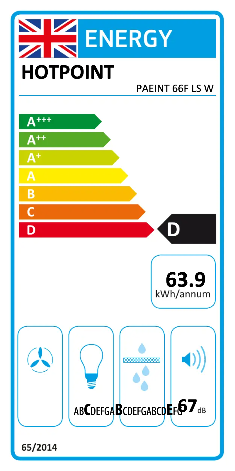 Page n°1 - Label énergétique Hotpoint PAEINT 66F LS W