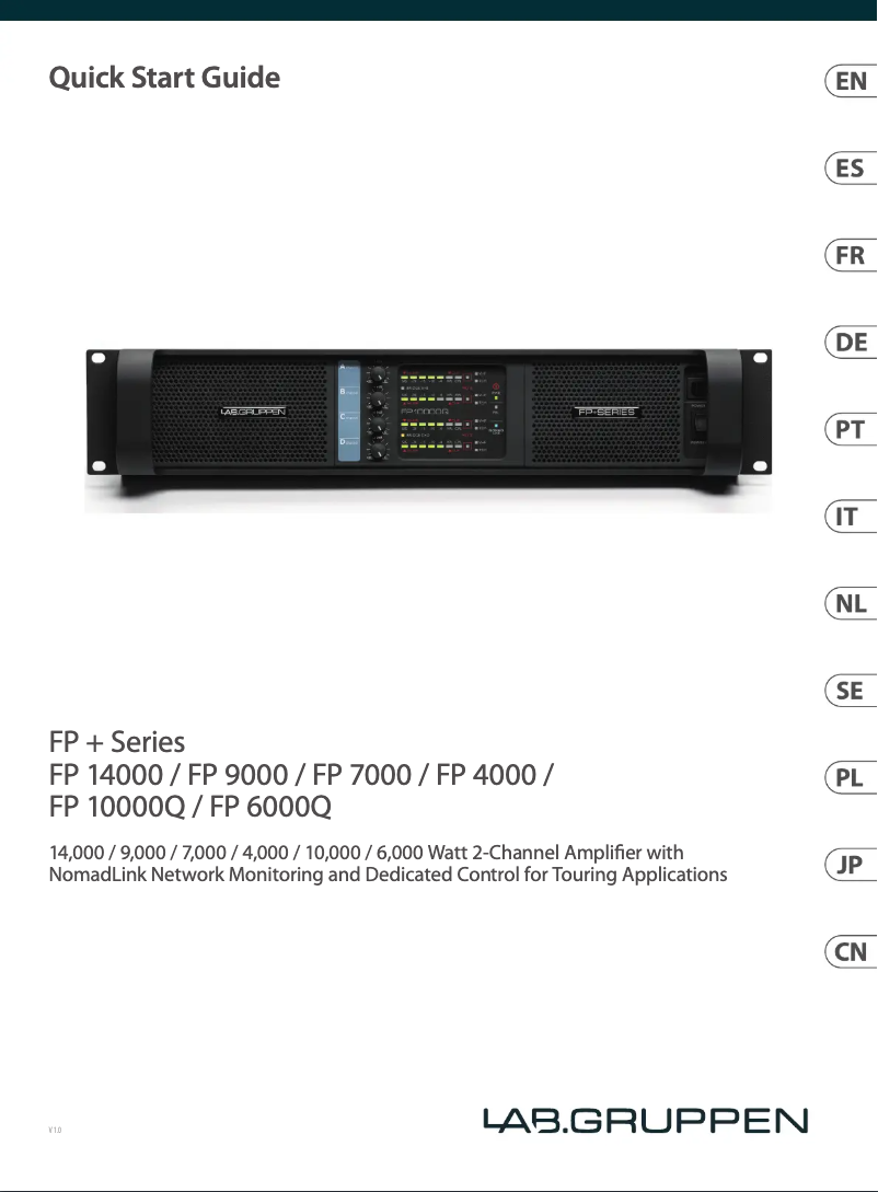 Page 1 de la notice Guide de démarrage rapide Lab Gruppen FP 7000