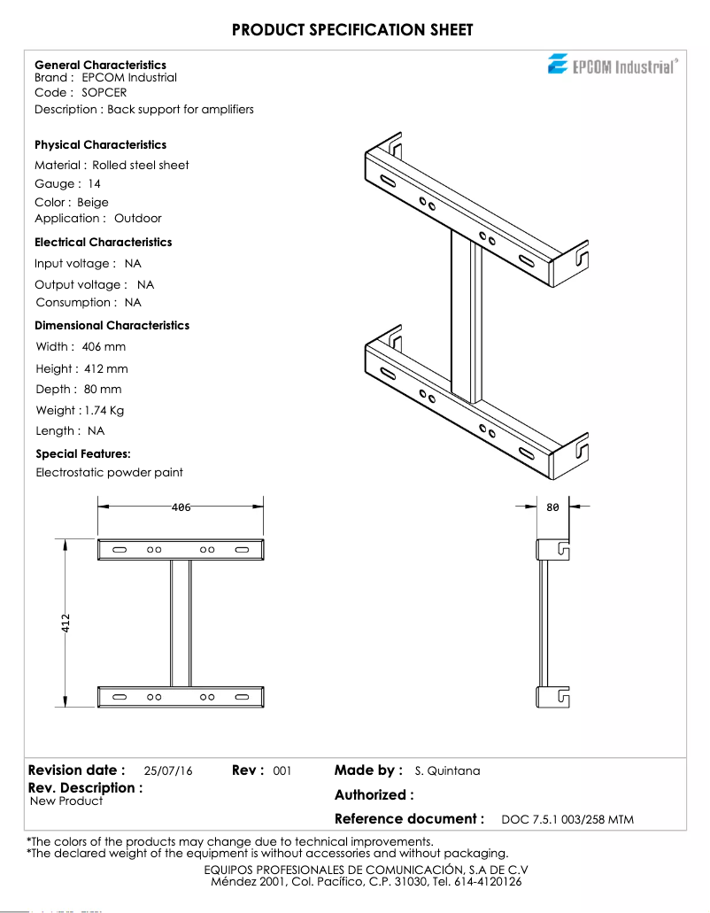 Page n°1 - Manuel utilisateur Epcom SOP-CER