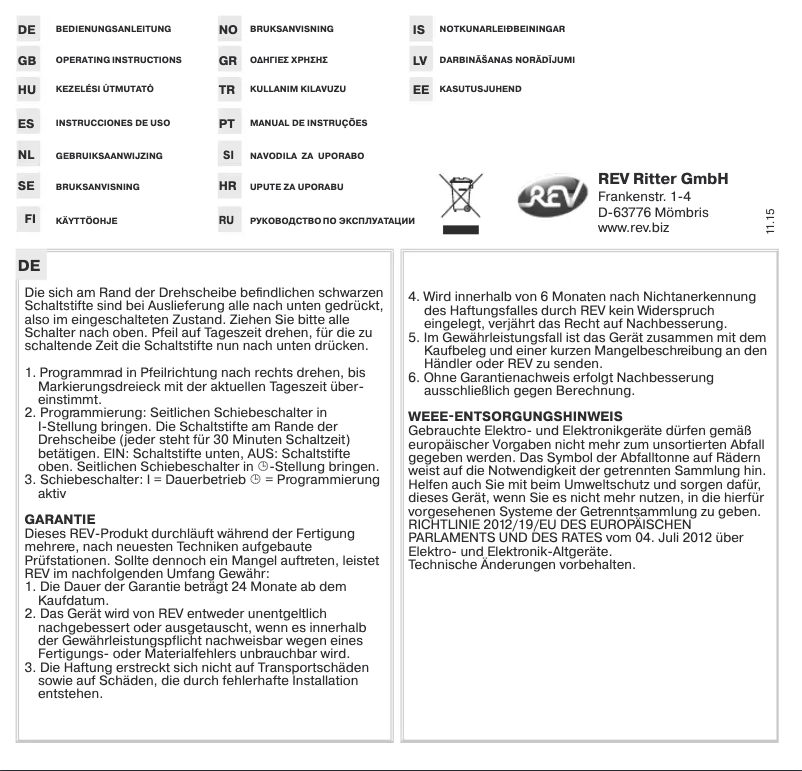 Page 1 de la notice Manuel utilisateur REV 25010