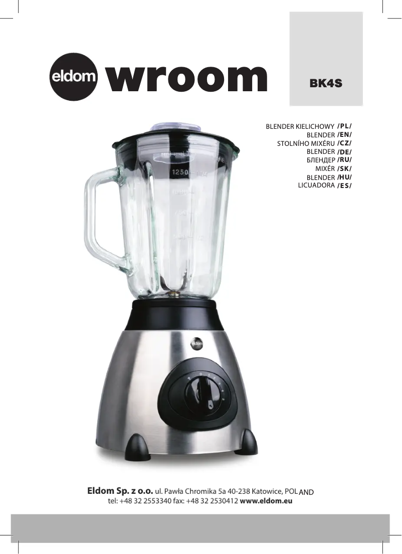 Page 1 de la notice Manuel utilisateur Eldom Wroom BK4S