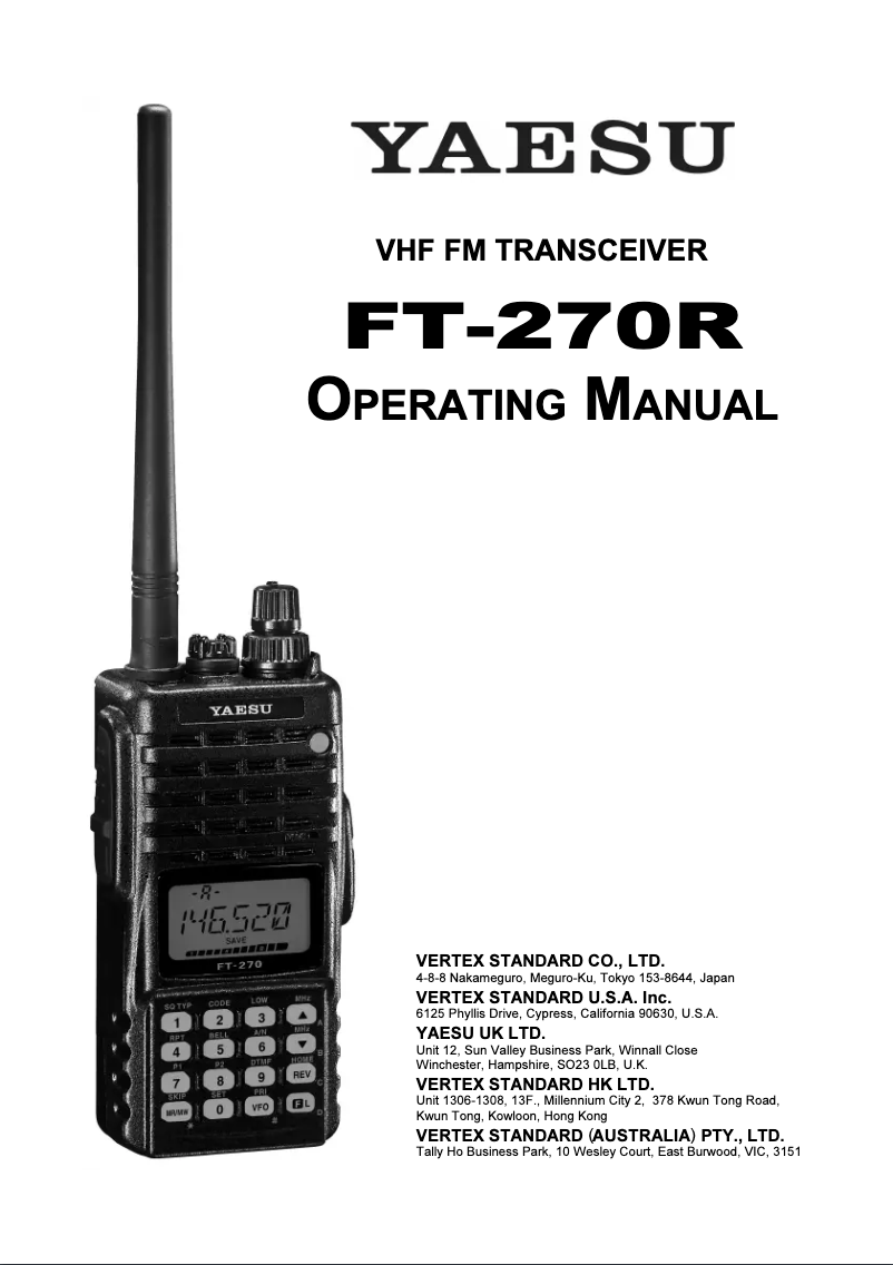 Página 1 del manual Manual de usuario Yaesu FT-270R