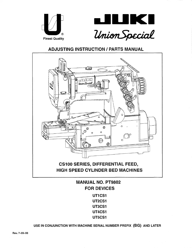 Page 1 de la notice Manuel utilisateur Union Special UT1CS1