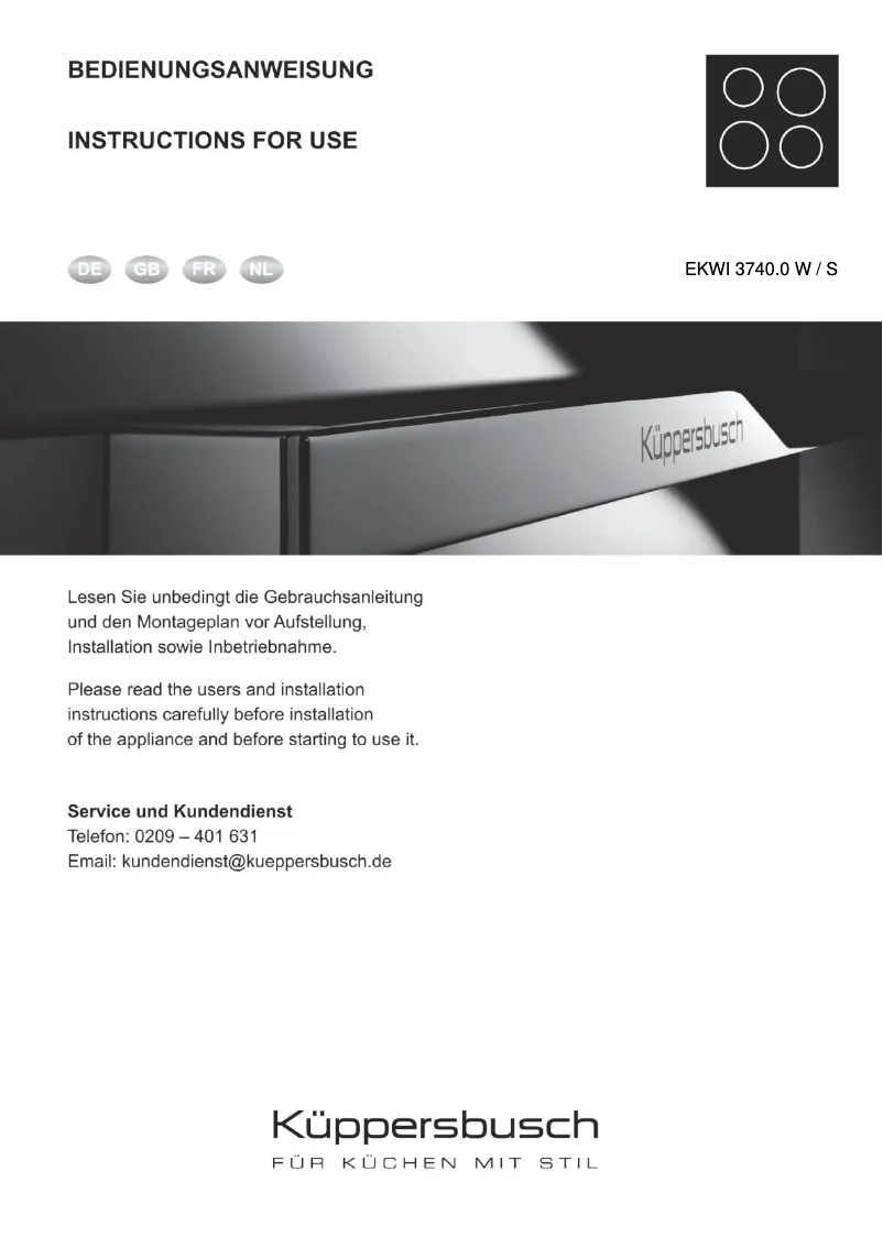 Image de la première page du manuel de l'appareil EKWI3740.0W